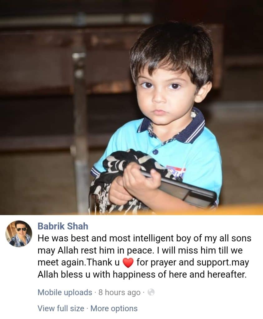 Tragically, Actor Babrik Shah's Young Son Dies