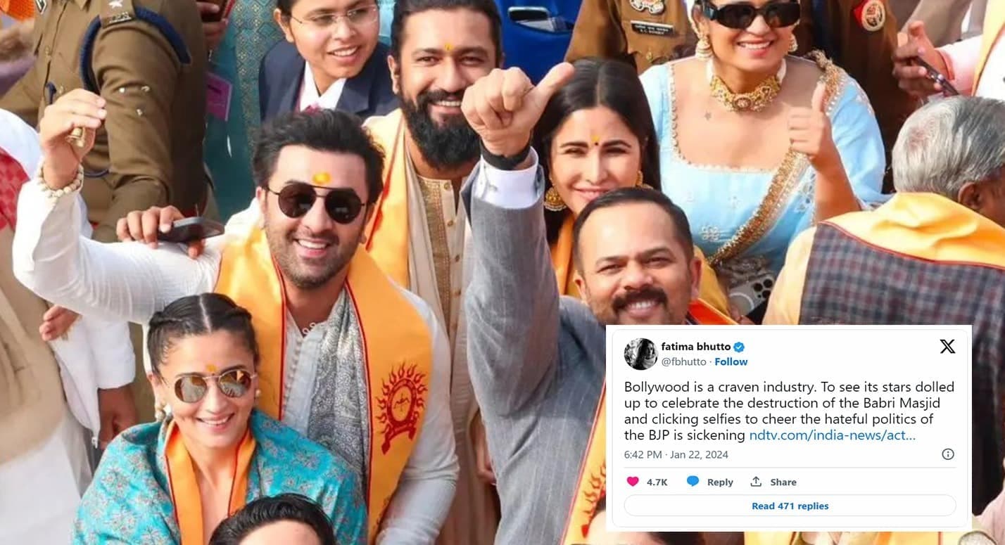 Writer Fatima Bhutto condemns Bollywood celebs for celebrating the destruction of Babri Masjid.